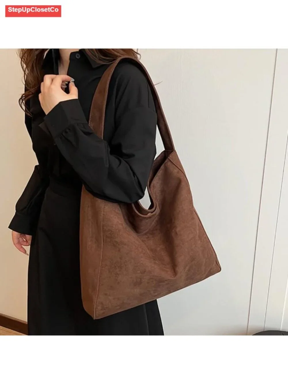 Genuine Leather Suede Hobo Tote Vintage Shoulder Bag Travel Carryall